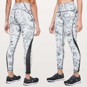 Lululemon Train Times 7/8 Pant 25" Size 4 Floral  Black Run Gym Casual.   22